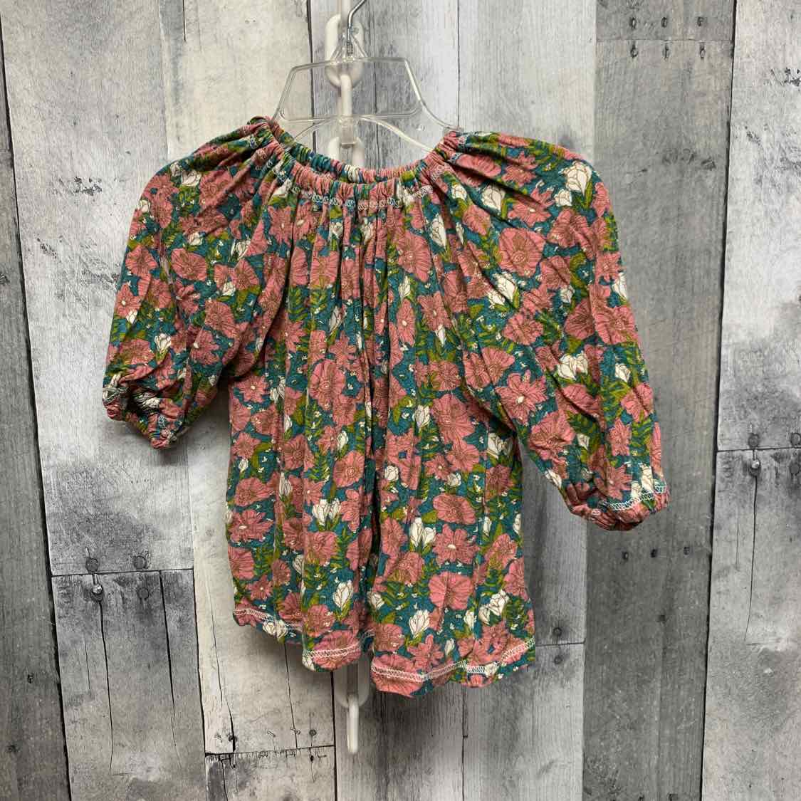 Size 12-18 Months Pink/Teal Bamboo Long Sleeve Shirt