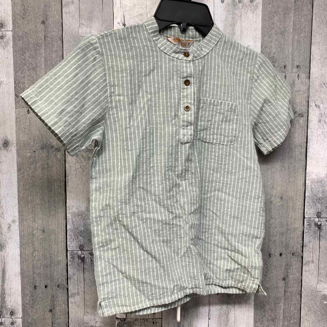 Size 7 Mint Striped Mid Brand Short Sleeve Shirt