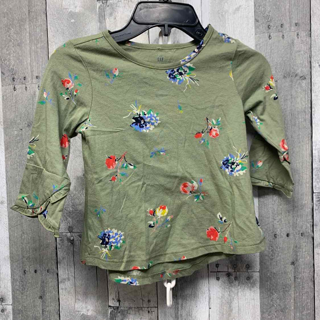Size 5 Green Floral Print Gap Long Sleeve Shirt