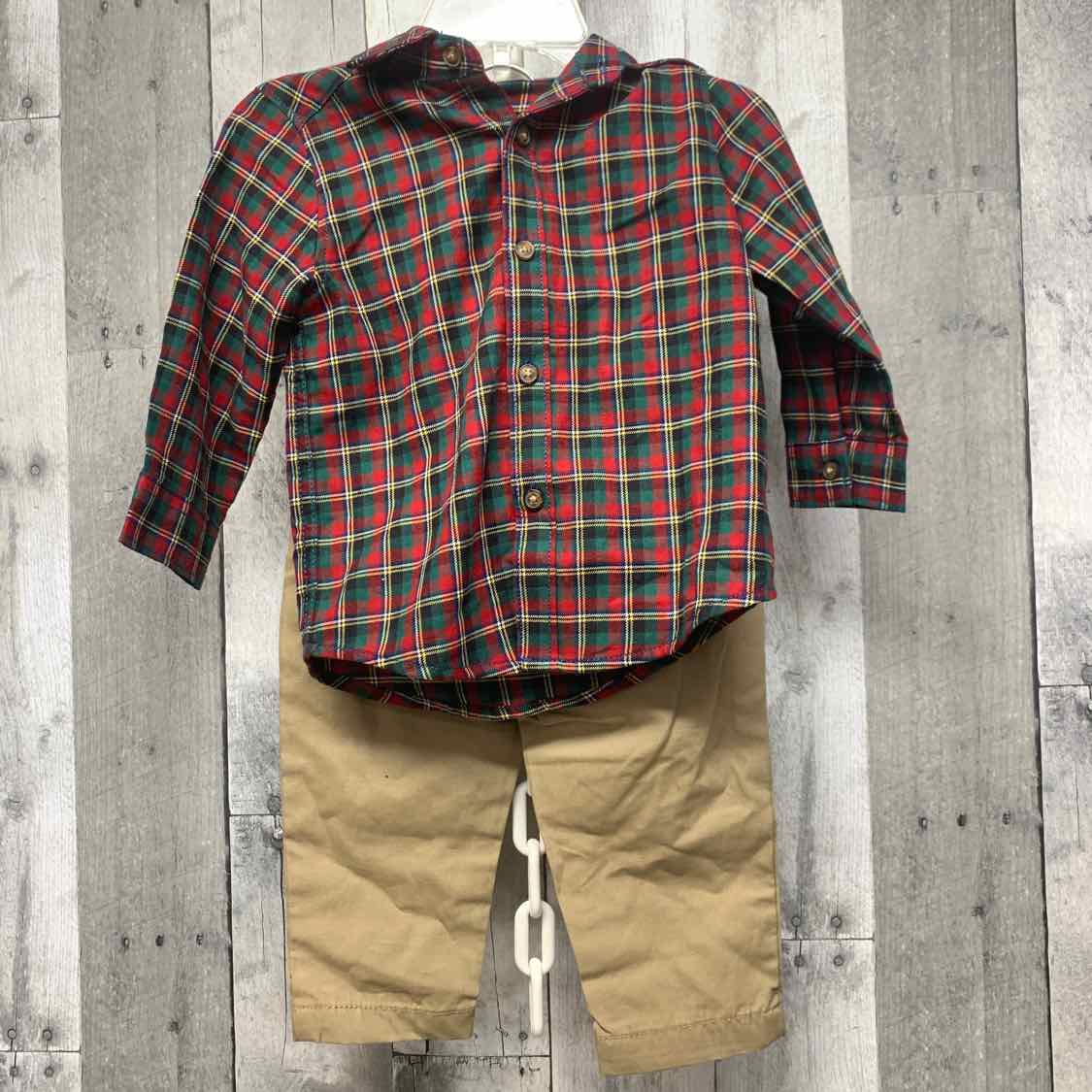 Size 12 Months Red/Tan Carter's Shirt/Pants