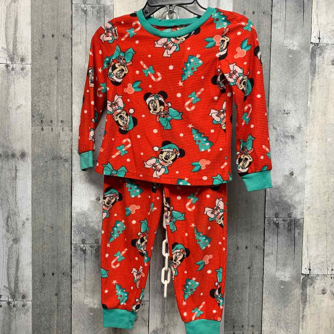 Size 4/5 Red/Green Disney 2pc PJs