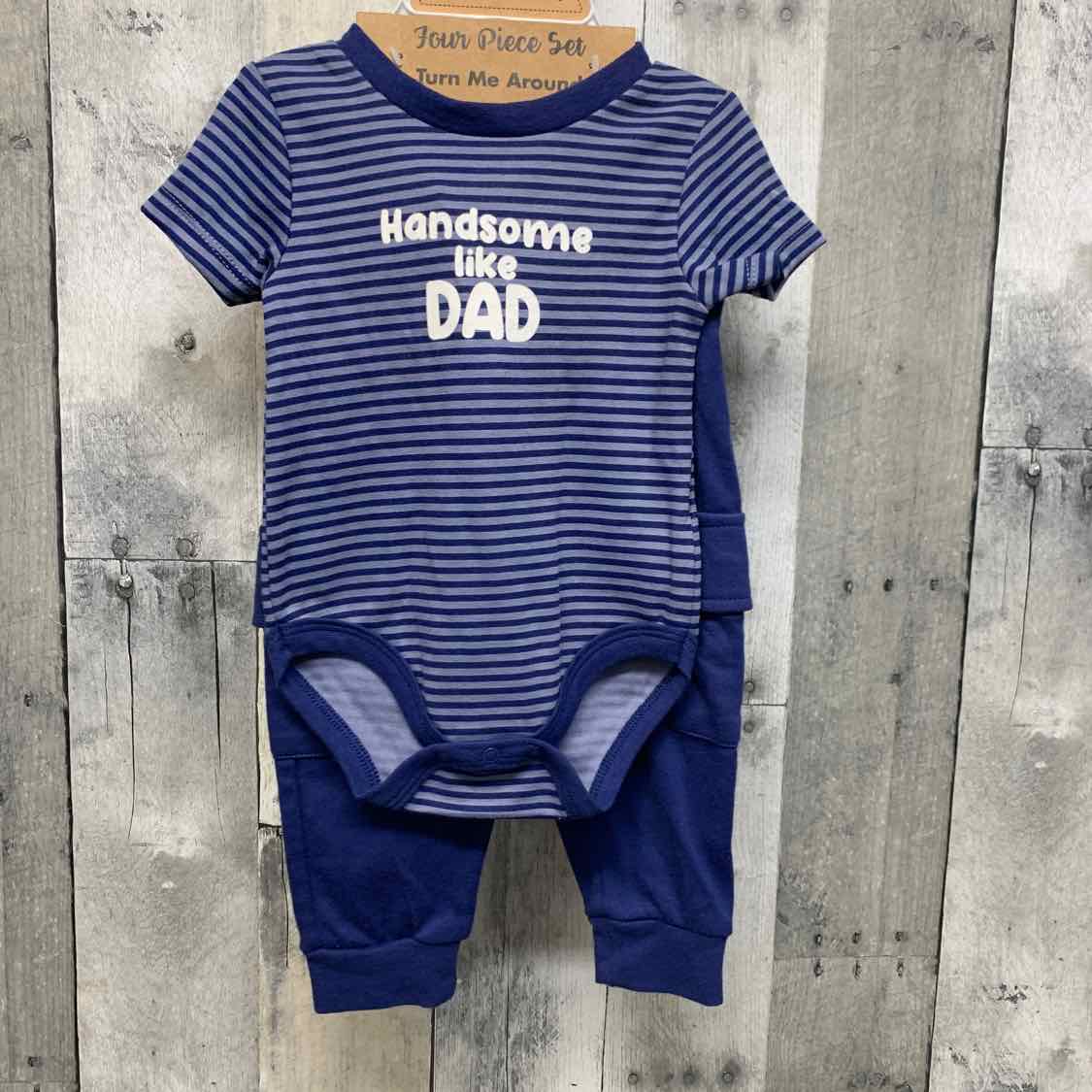 Size 9 Months Blue Striped Baby Essentials Shirt/Pants
