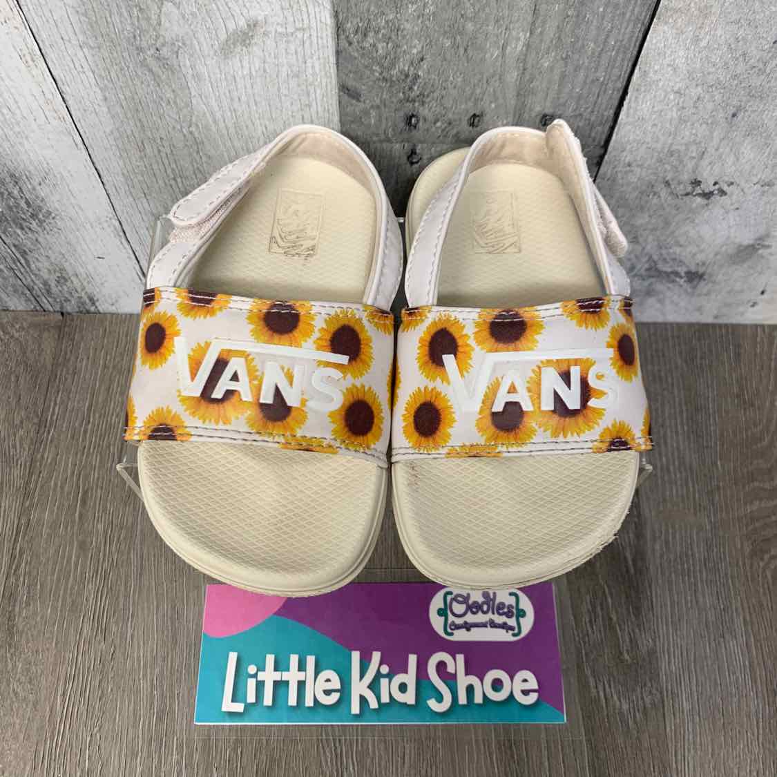 Size 7 White/Yellow Vans Sandals