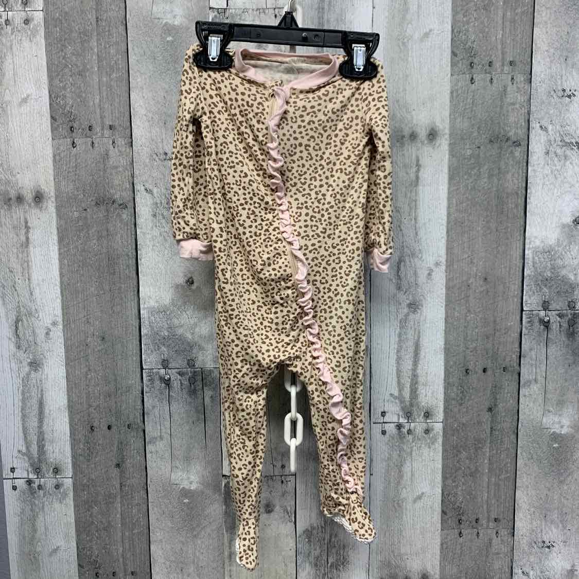 Size 12 Months Tan Animal Print Bamboo Footy PJs