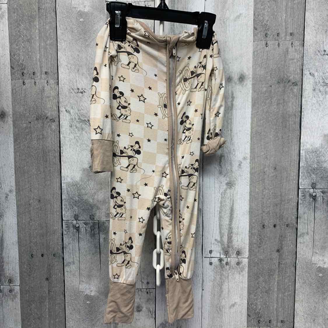 Size 3-6 Months Tan Print Bamboo Footy PJs