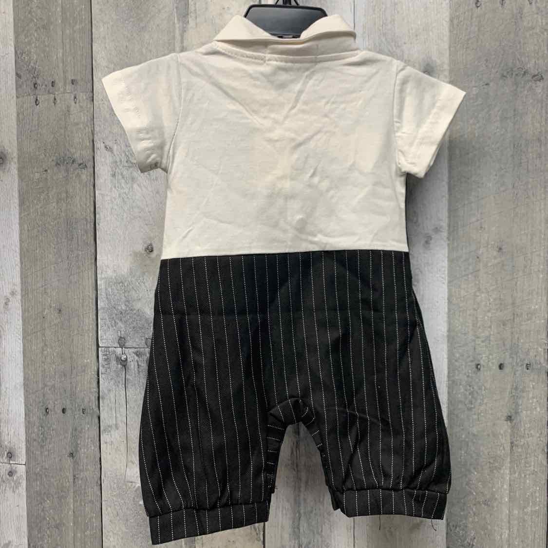 Size 6 Months White/Black B Brand Romper