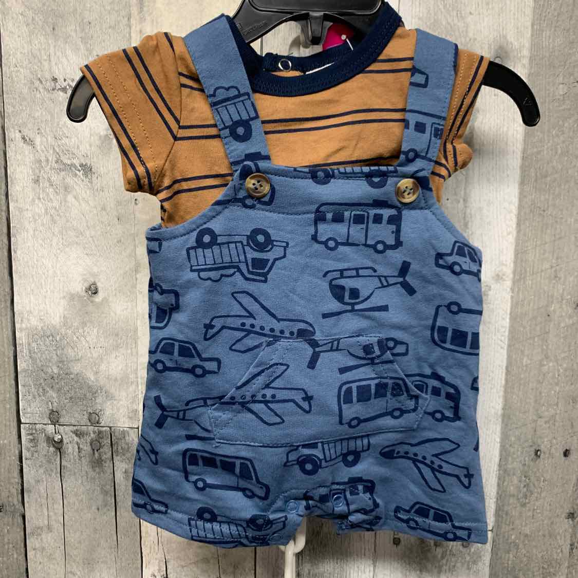 Size 0-3 Months Brown/Blue B Brand Shirt/Shorts