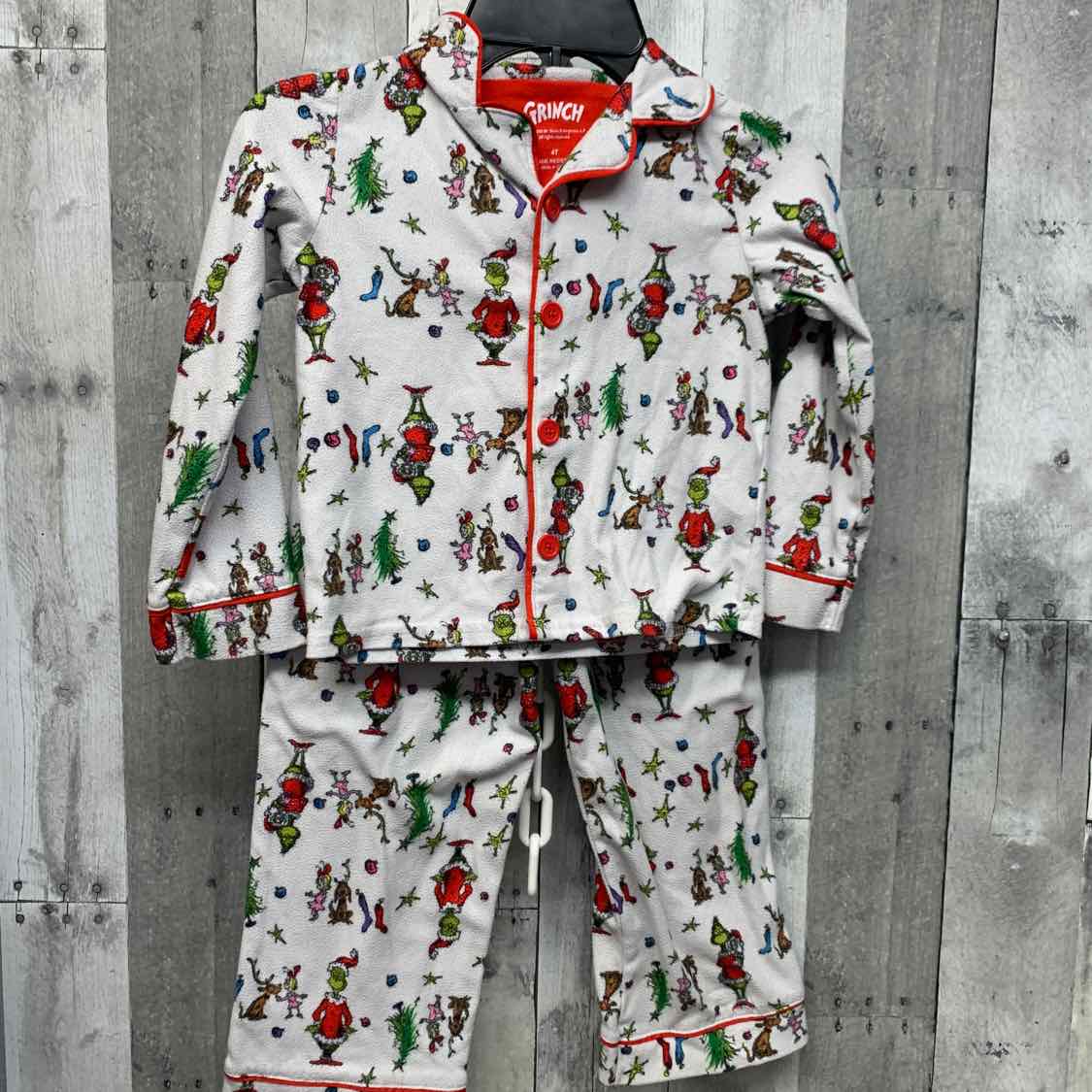 Size 4T White Print Mid Brand 2pc PJs