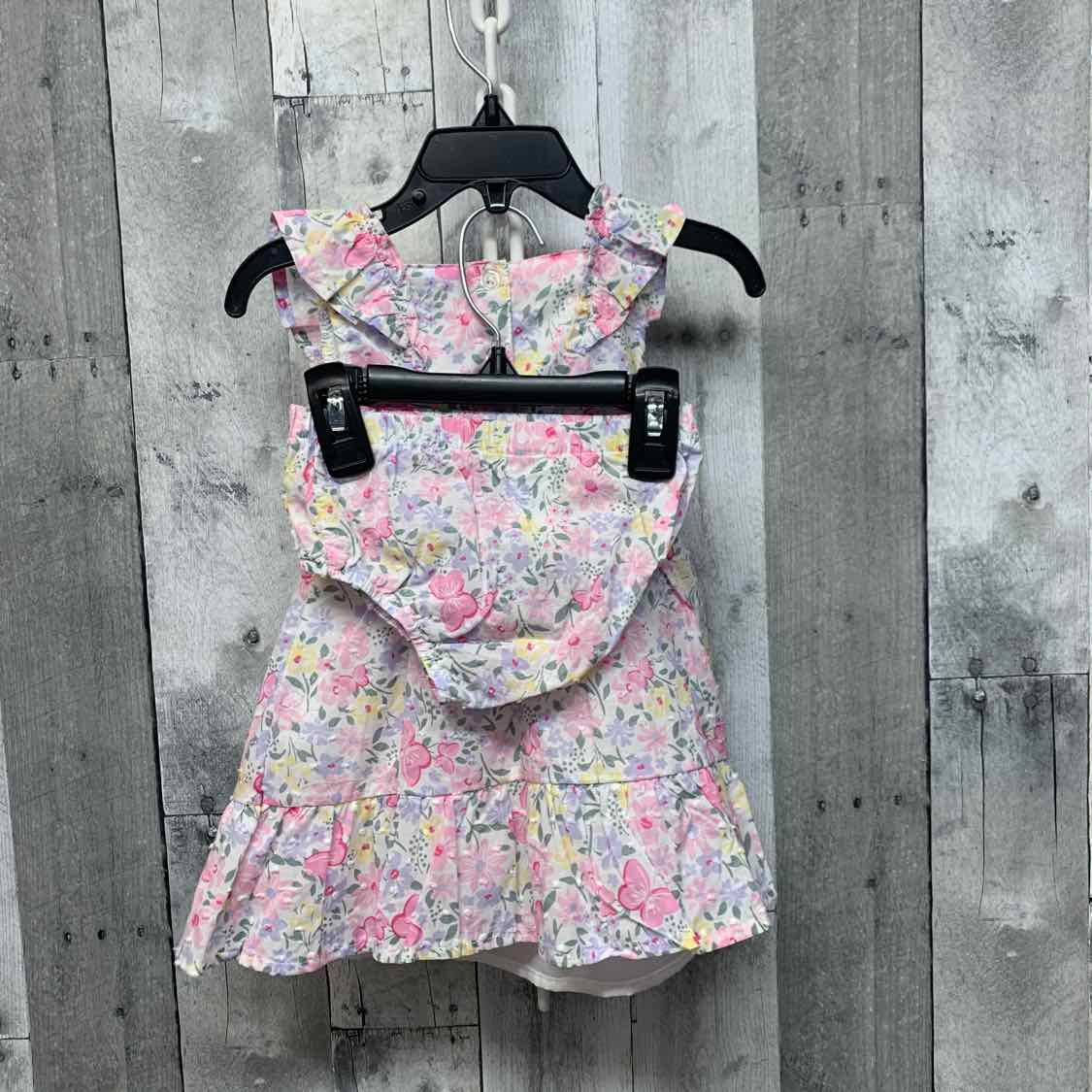 Size 18 Months White Floral Print Little Lass 2pc Dress