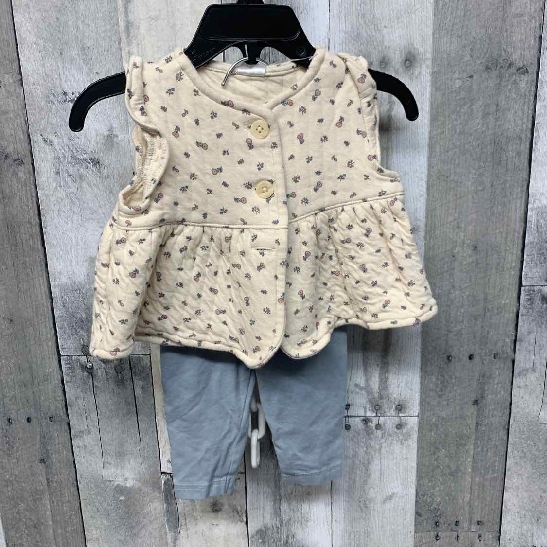 Size 6 Months Ivory/Blue Carter's Shirt/Pants