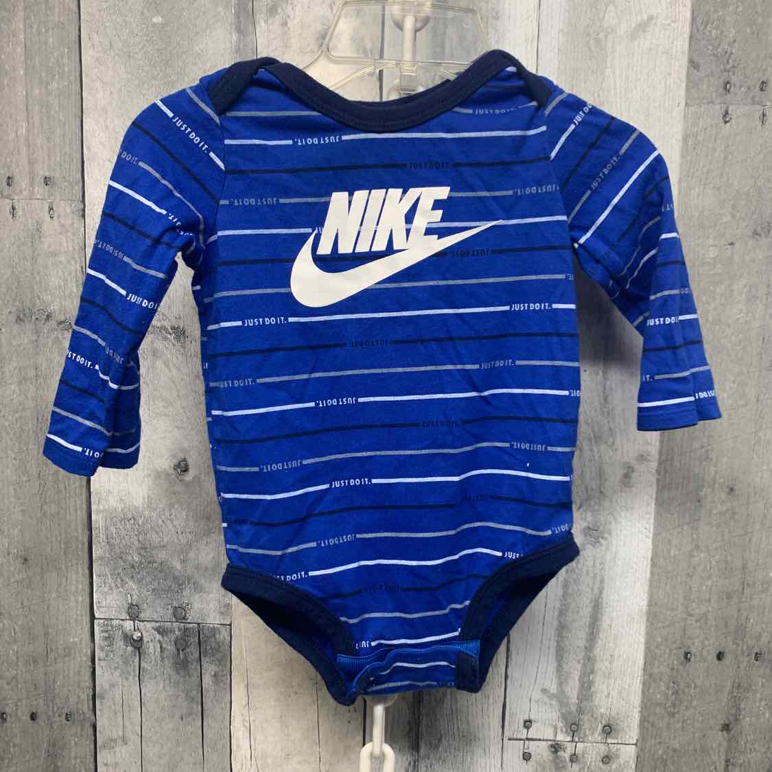 Size 9 Months Blue Striped Sport Brand Bodysuit