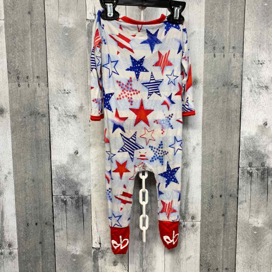 Size 3-6 Months Red/White/Blue Bamboo Footy PJs