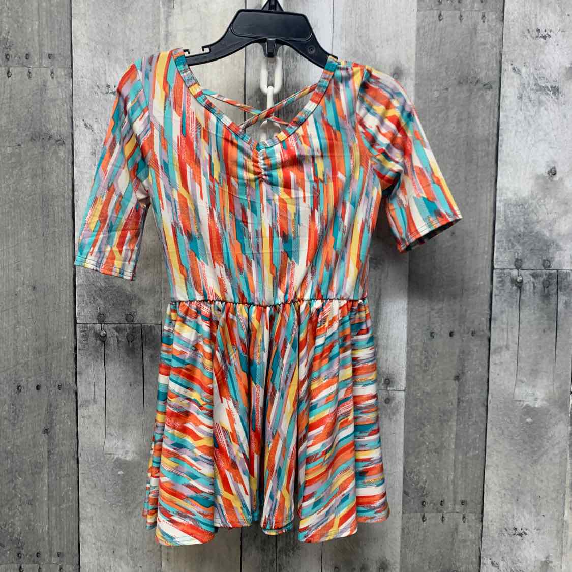 Size 2T Orange/Teal Dot Dot Smile Dress