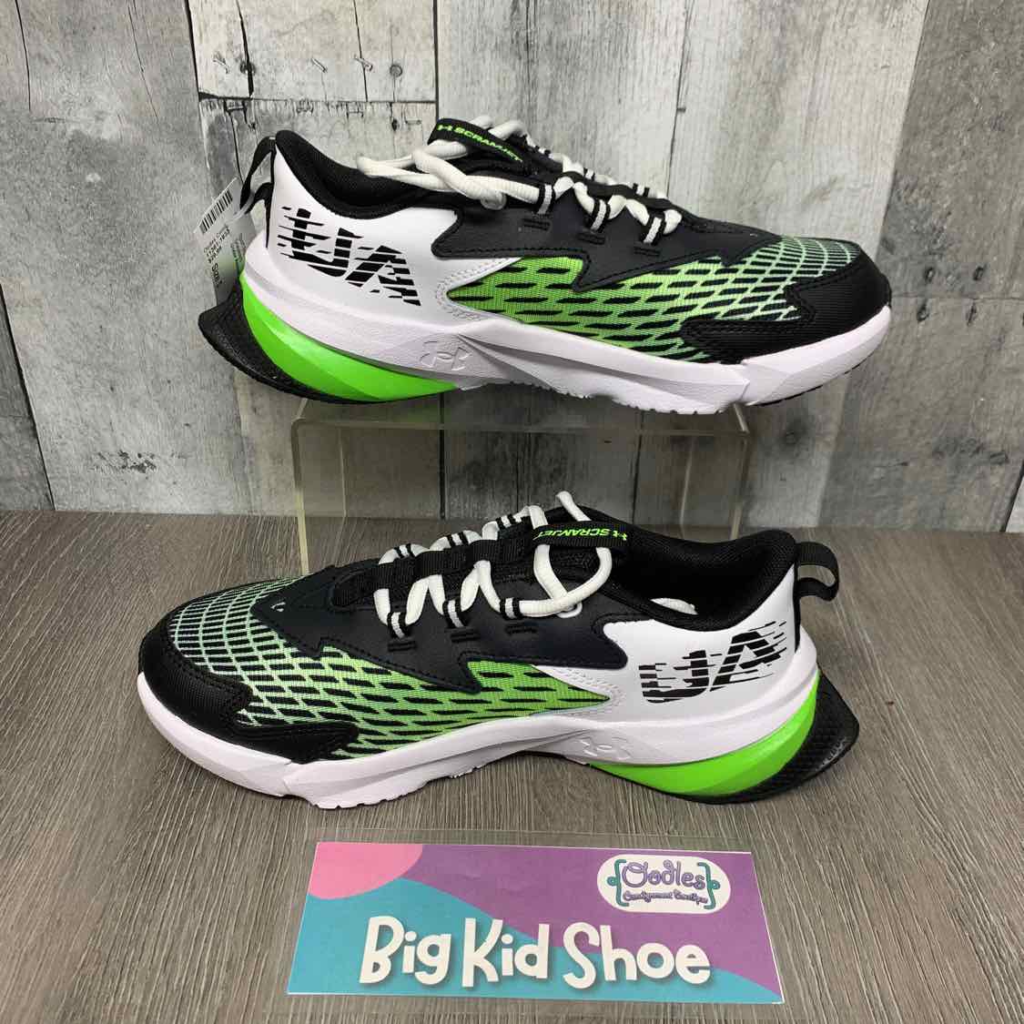 Size 5 Black/Green Sport Brand Sneakers