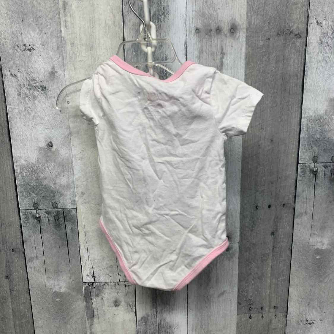 Size 0-6 Months White/Pink Sport Brand Bodysuit