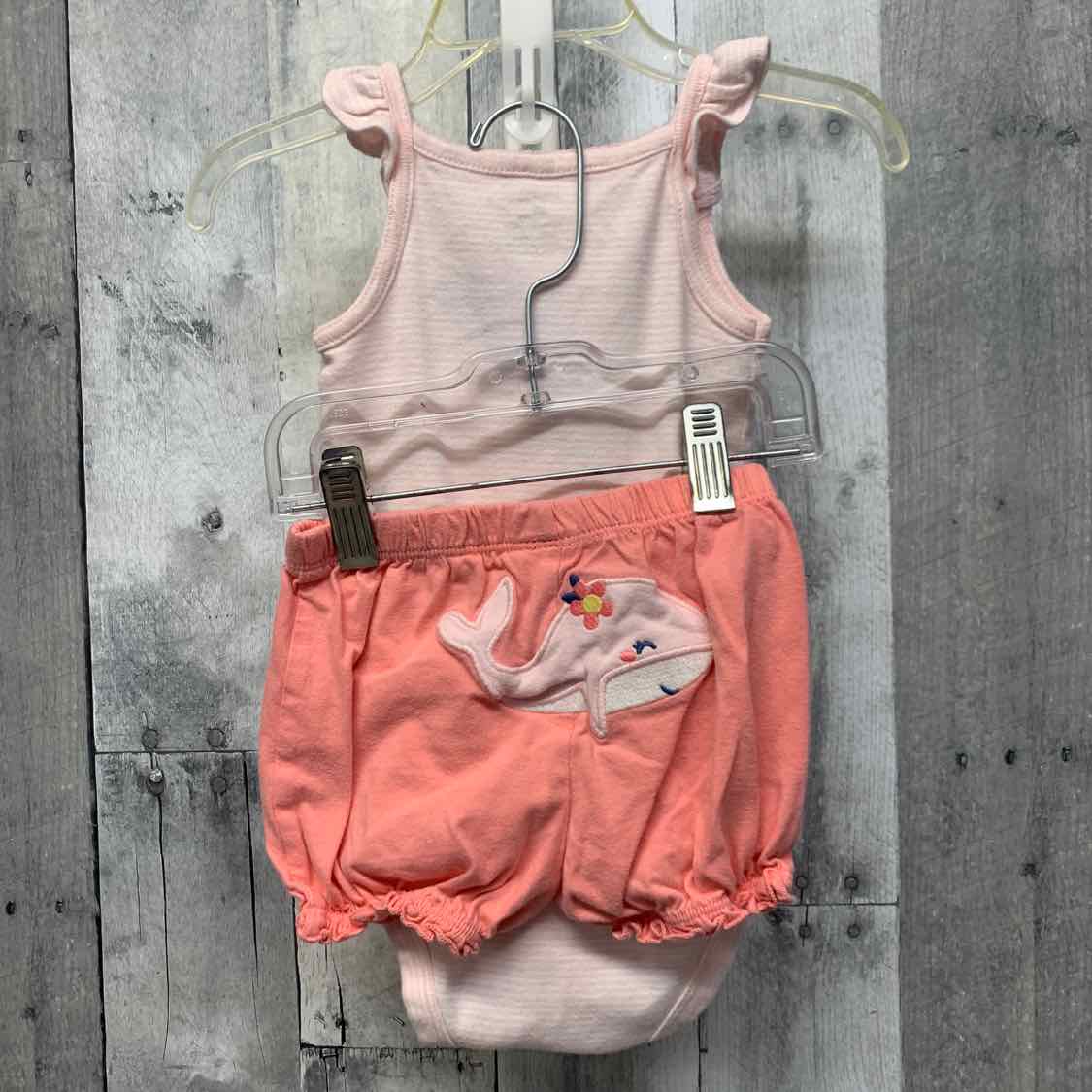 Size 12 Months Pink Striped Carter's Shirt/Shorts