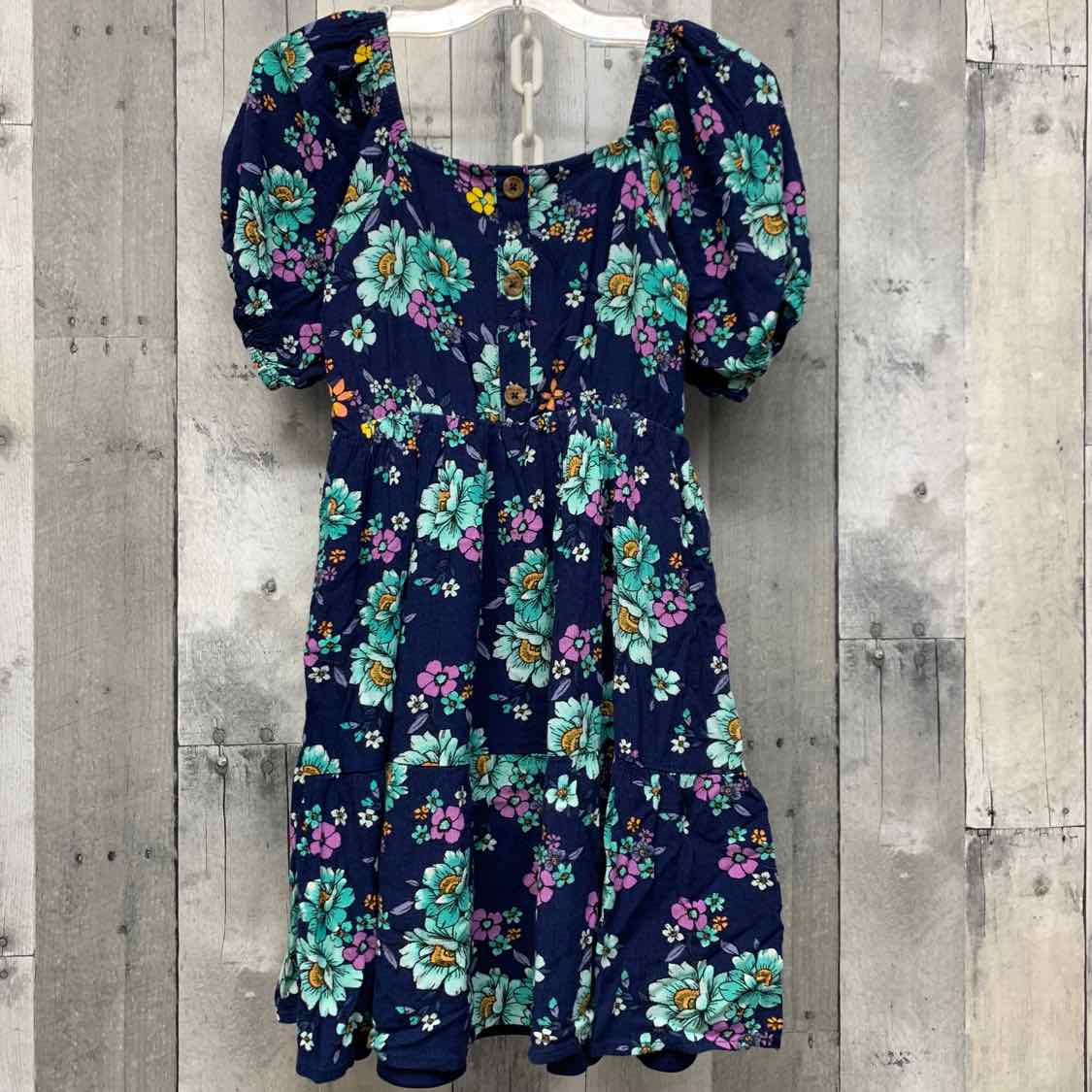 Size 10 Navy Floral Justice Dress - OodlesCB