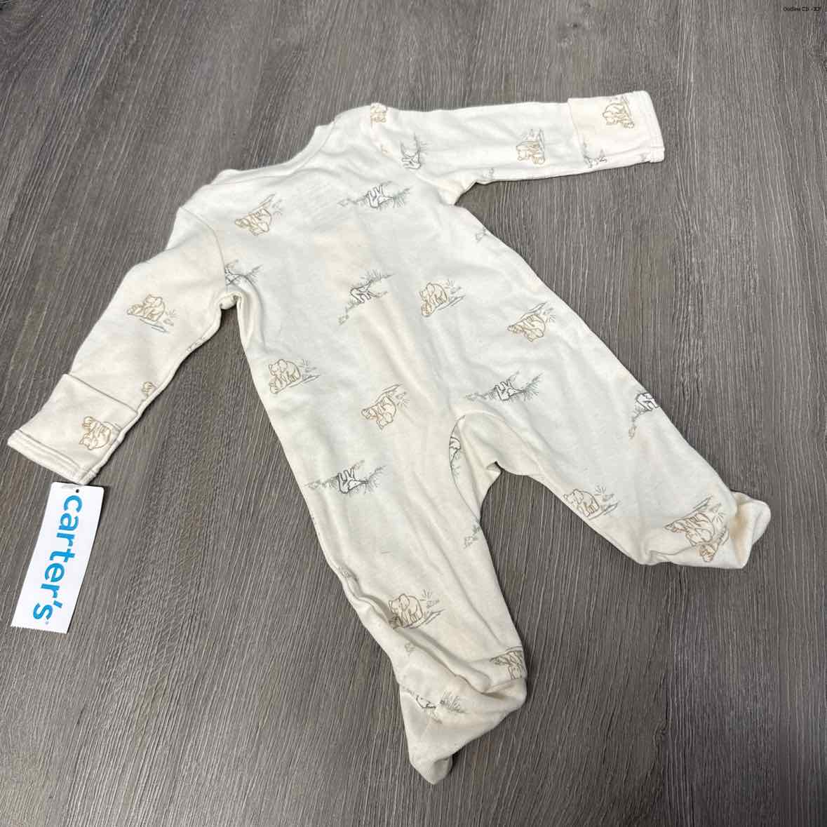 Size Preemie White Print Carter's Footy PJs