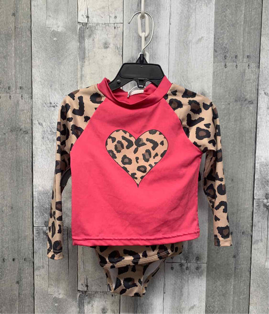 Size 3T Pink/Tan B Brand Swim Suit - 2pc+