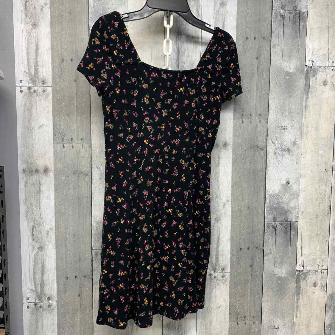 Size 14 Black Floral Print Art Class Dress - Knit