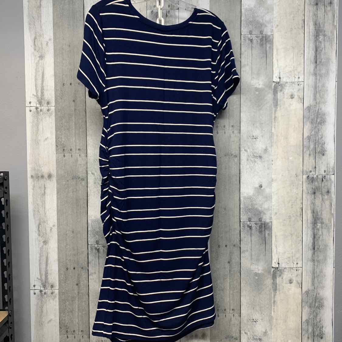 Size XL Navy/White Motherhood Dress - Short Sleeve