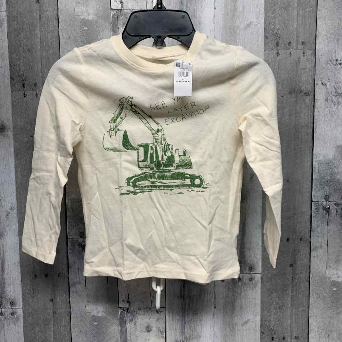 Size 5T Ivory/Green Old Navy Long Sleeve Shirt
