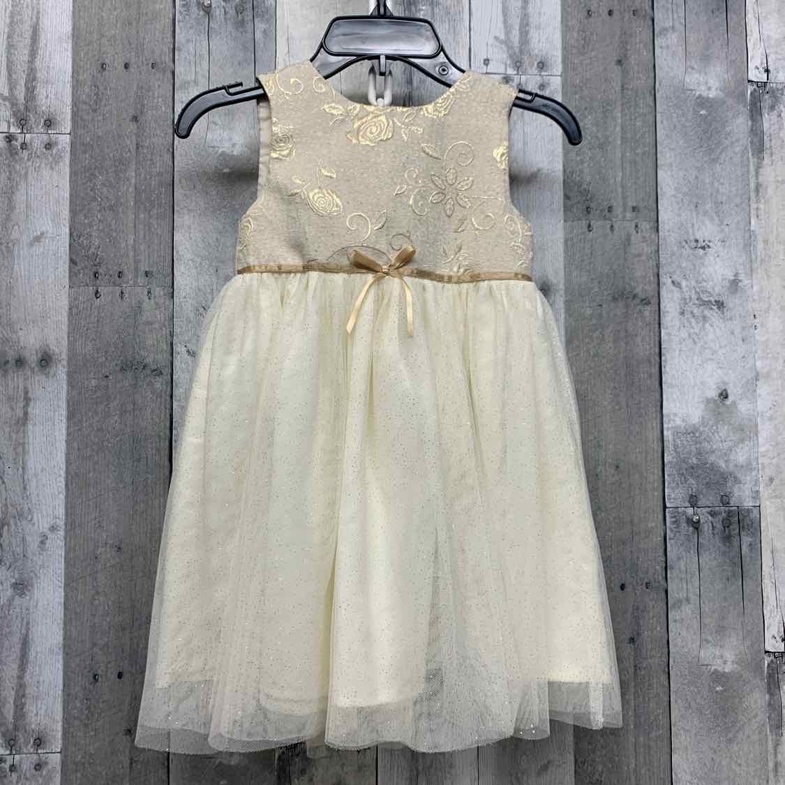 Size 5 Ivory/Gold Blueberi Boulevard Dress - Party