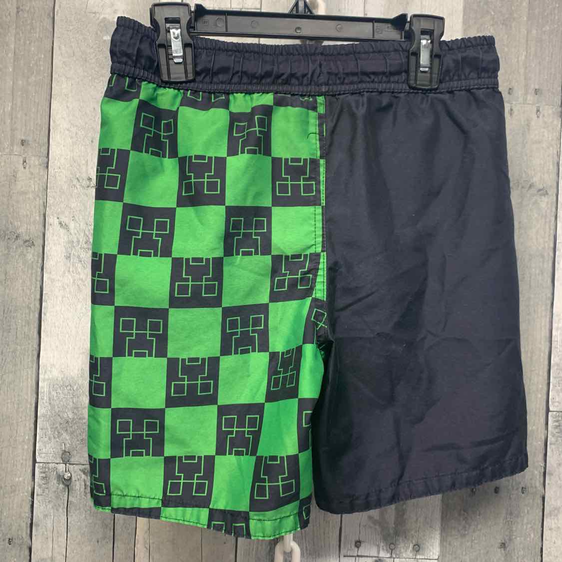 Size Medium Black/Green Minecraft Swim Trunks