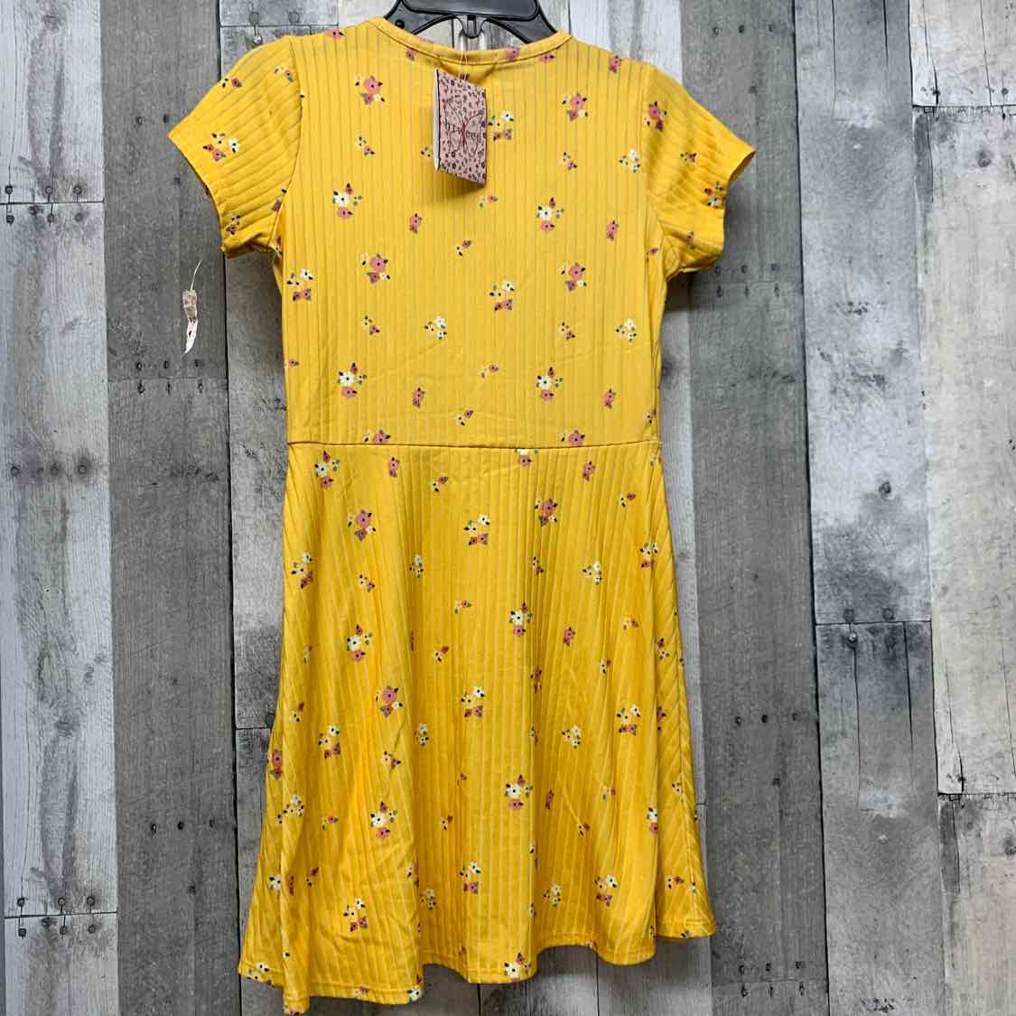Size 10 Yellow Floral Print Btween Dress - Knit - OodlesCB