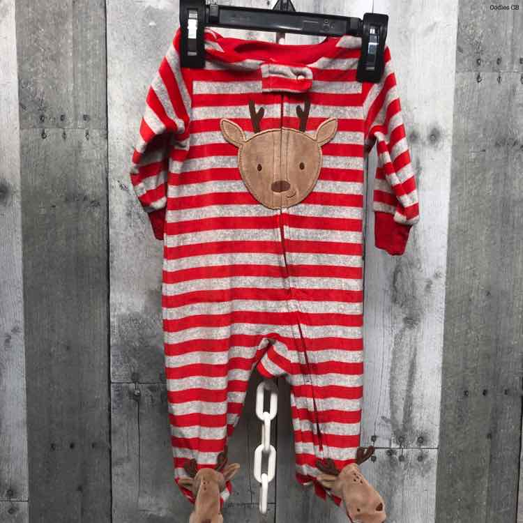 Size 3 Months Red/Gray Just One You Footy PJs