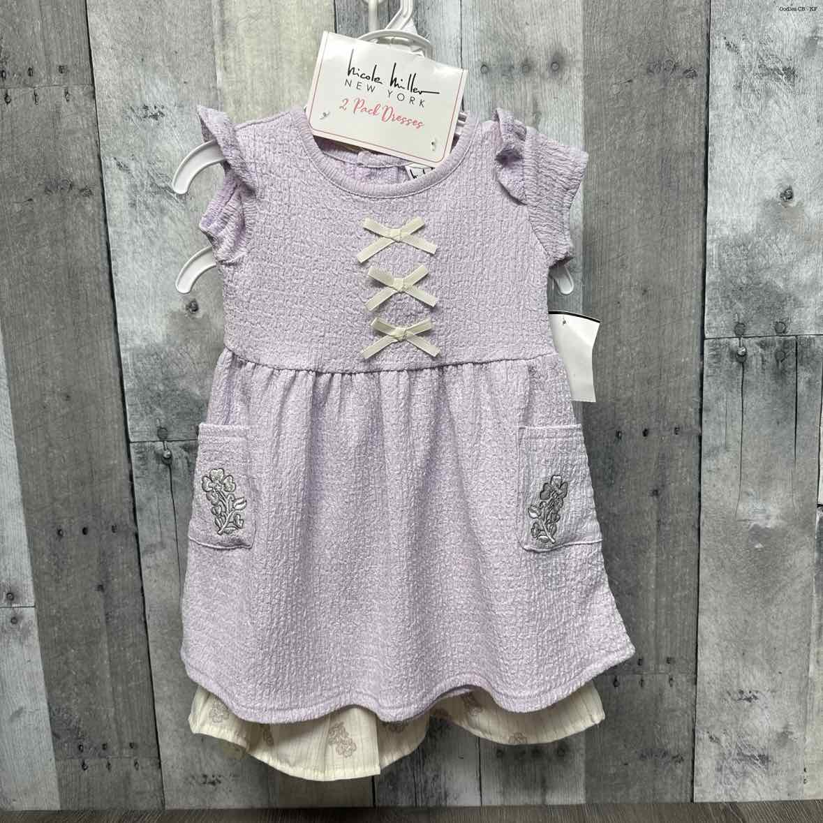 Size 12 Months Purple/Ivory Nicole Miller 2pc Dress