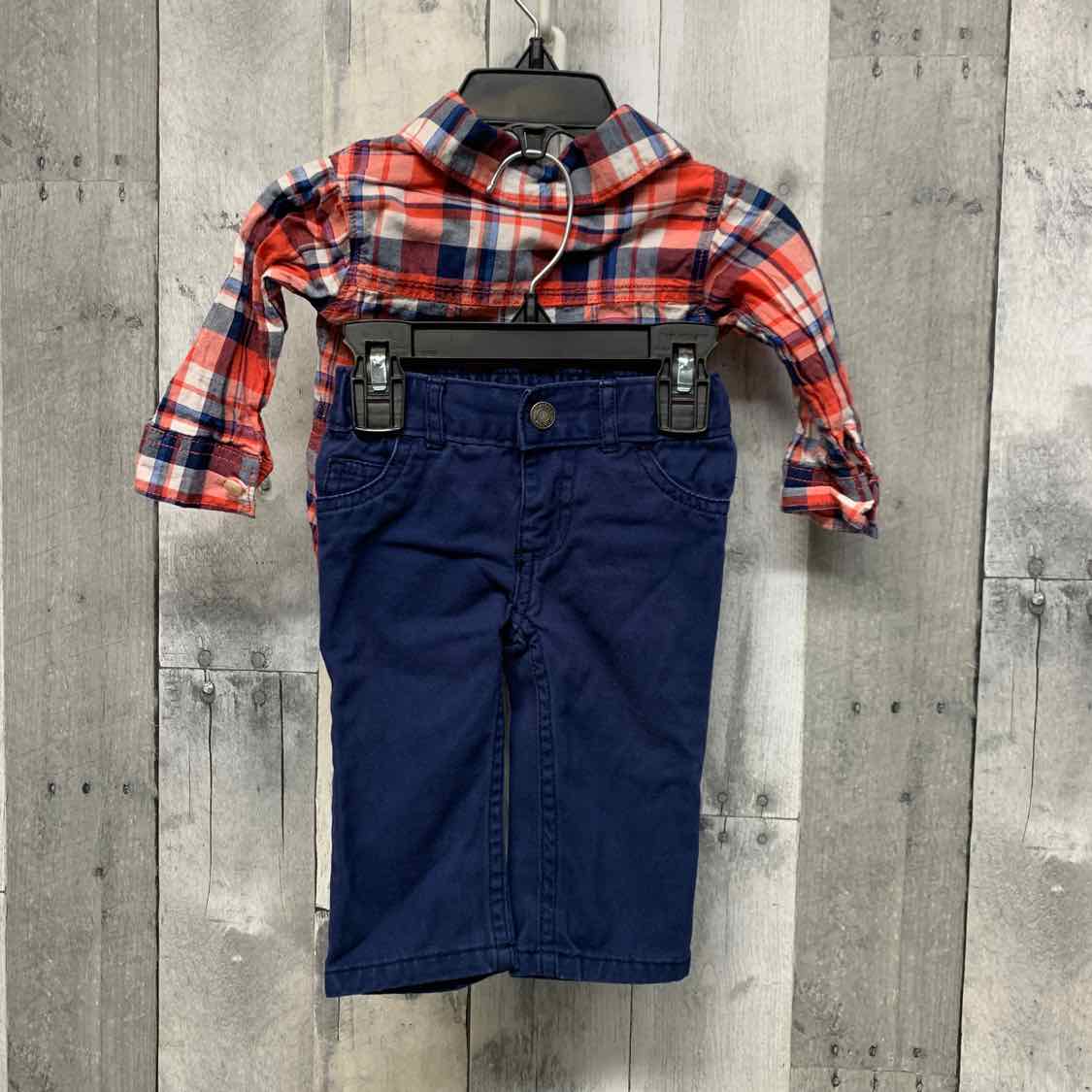 Size 6 Months Navy/Red Carter's Shirt/Pants