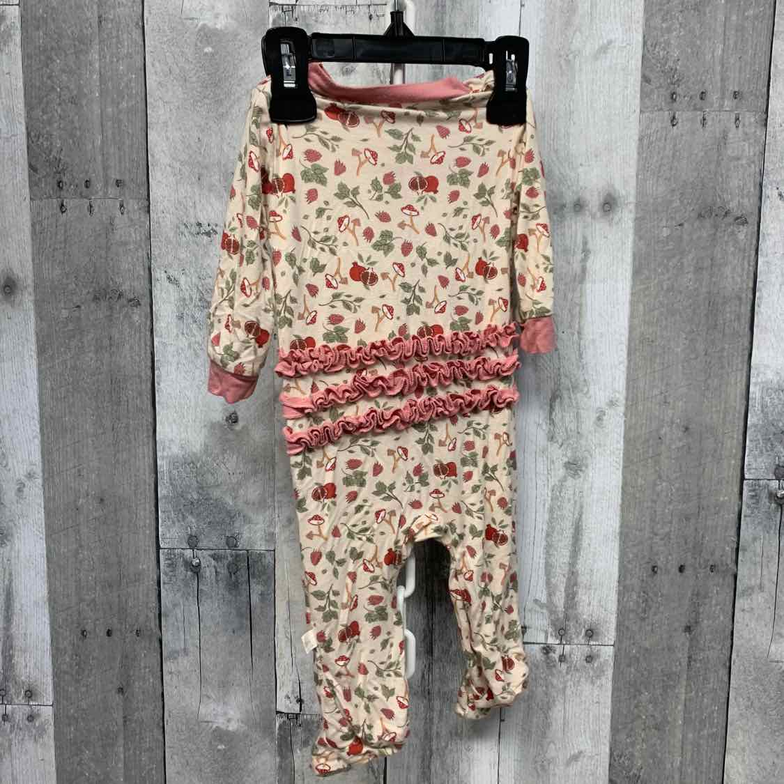 Size 0-3 Months Pink Print Bamboo Footy PJs