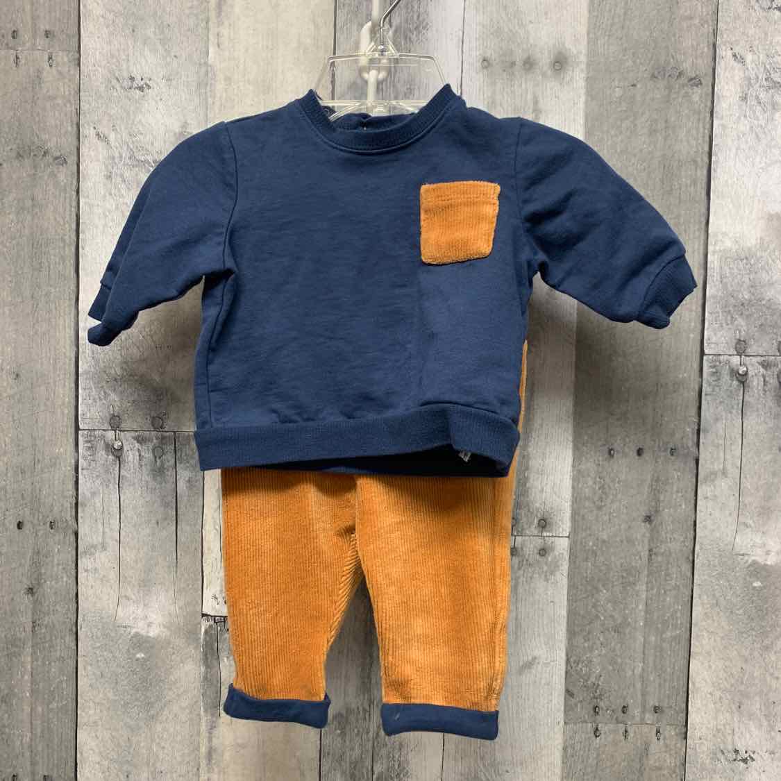 Size 3 Months Navy/Orange Mid Brand Shirt/Pants