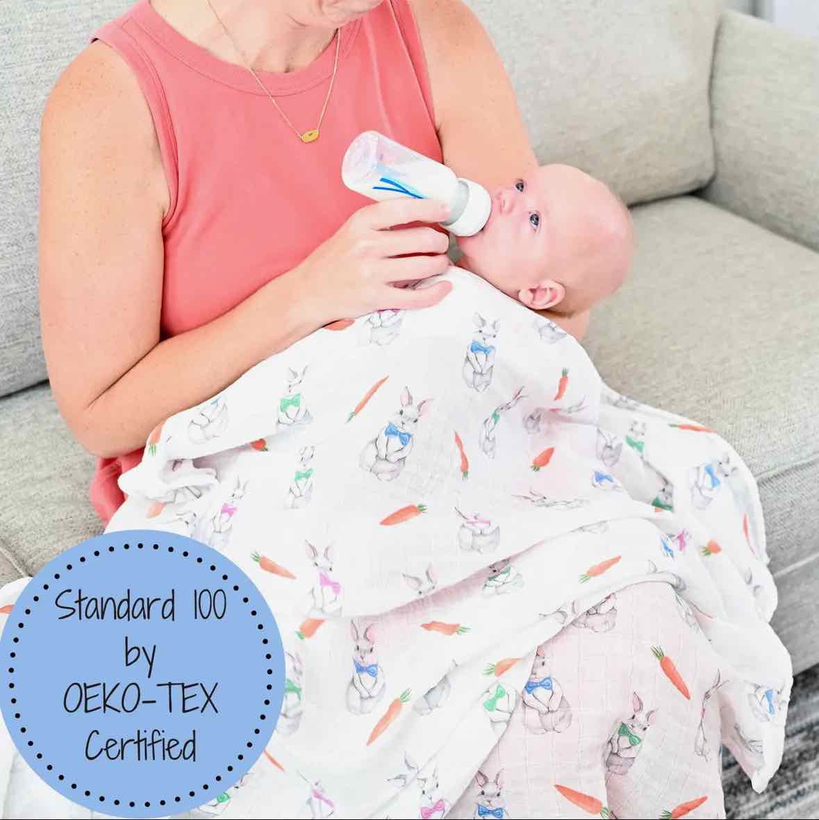LollyBanks Hip Hip Bunny Easter Receiving Blanket