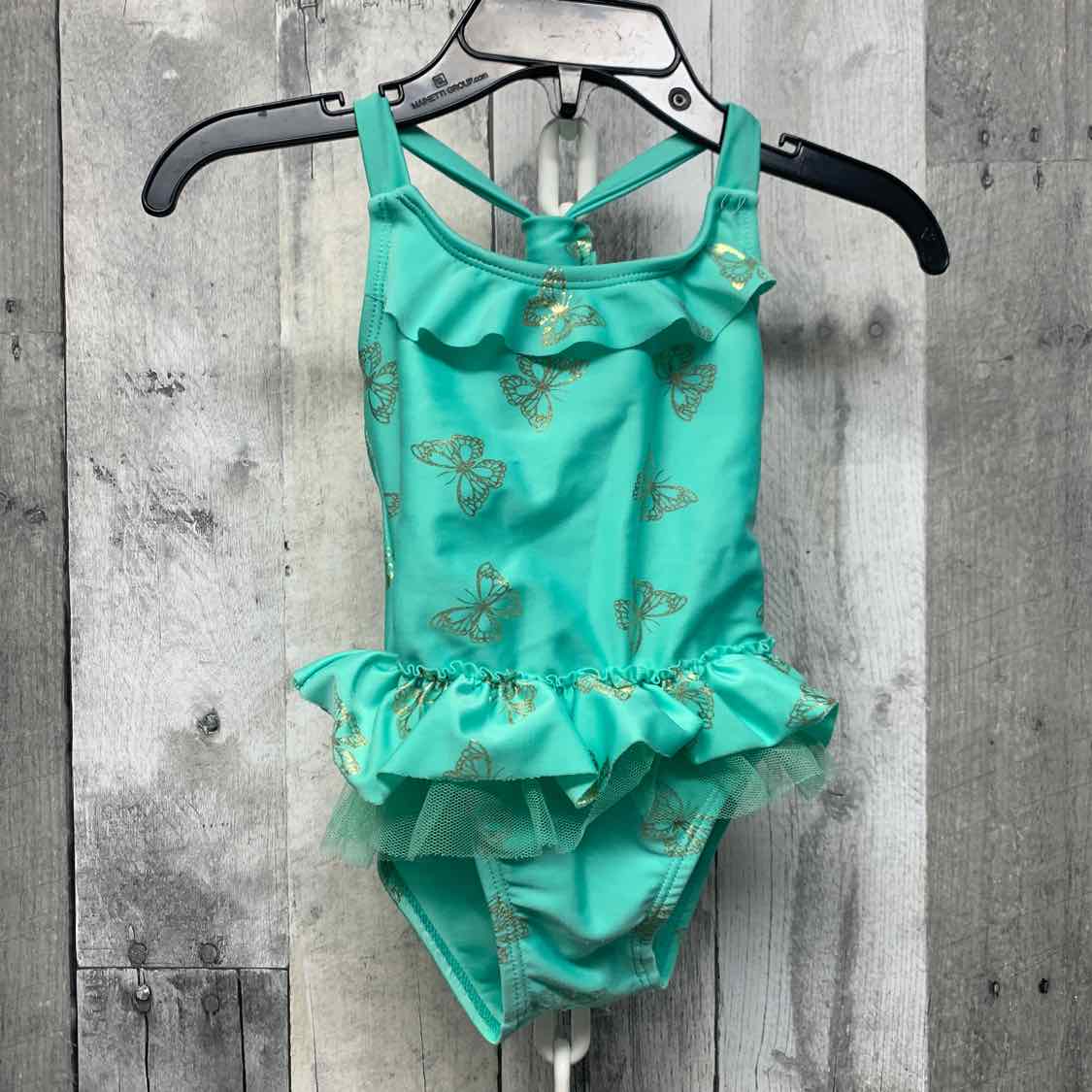 Size 12 Months Teal/Gold B Brand Swim Suit - 1pc