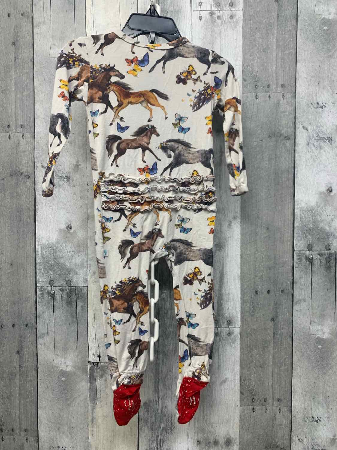 Size 12-18 Months White/Brown Posh Peanut Footy PJs