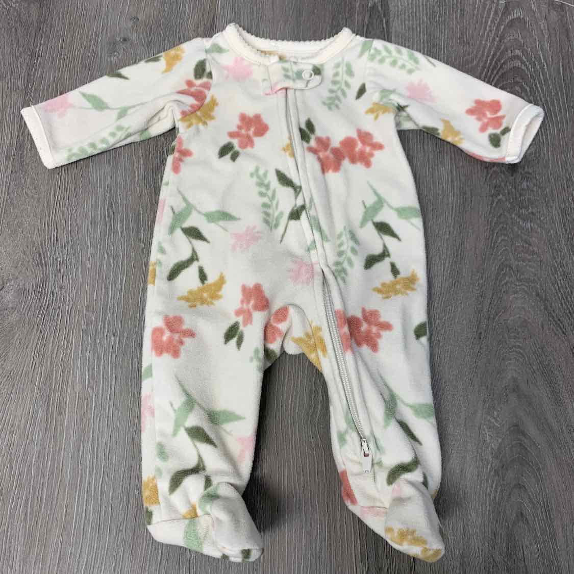 Size Preemie White/Green Child of Mine Footy PJs