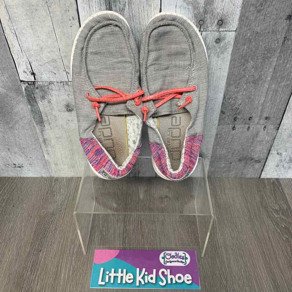 Size 13 Gray/Pink Hey Dude Loafers