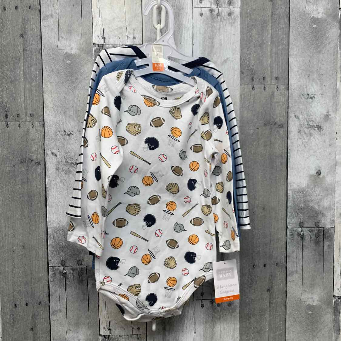 Size 18 Months White/Blue B Brand Bodysuit