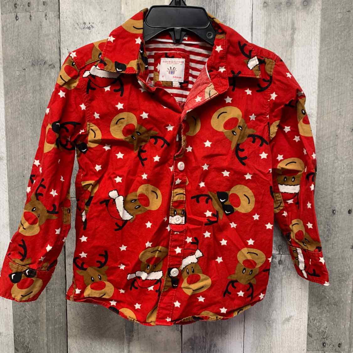 Size 2T Red/Brown B Brand LS Button Up