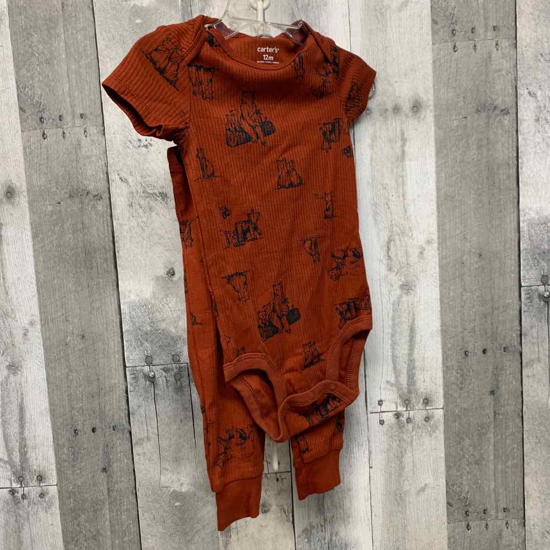 Size 12 Months Orange Print Carter's Shirt/Pants
