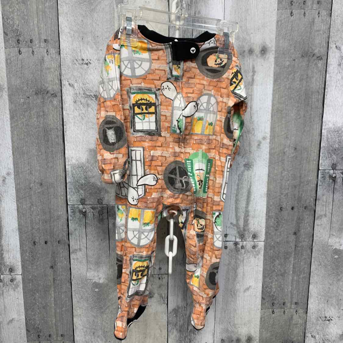 Size 0-3 Months Black/Orange Burt's Bees Baby Footy PJs