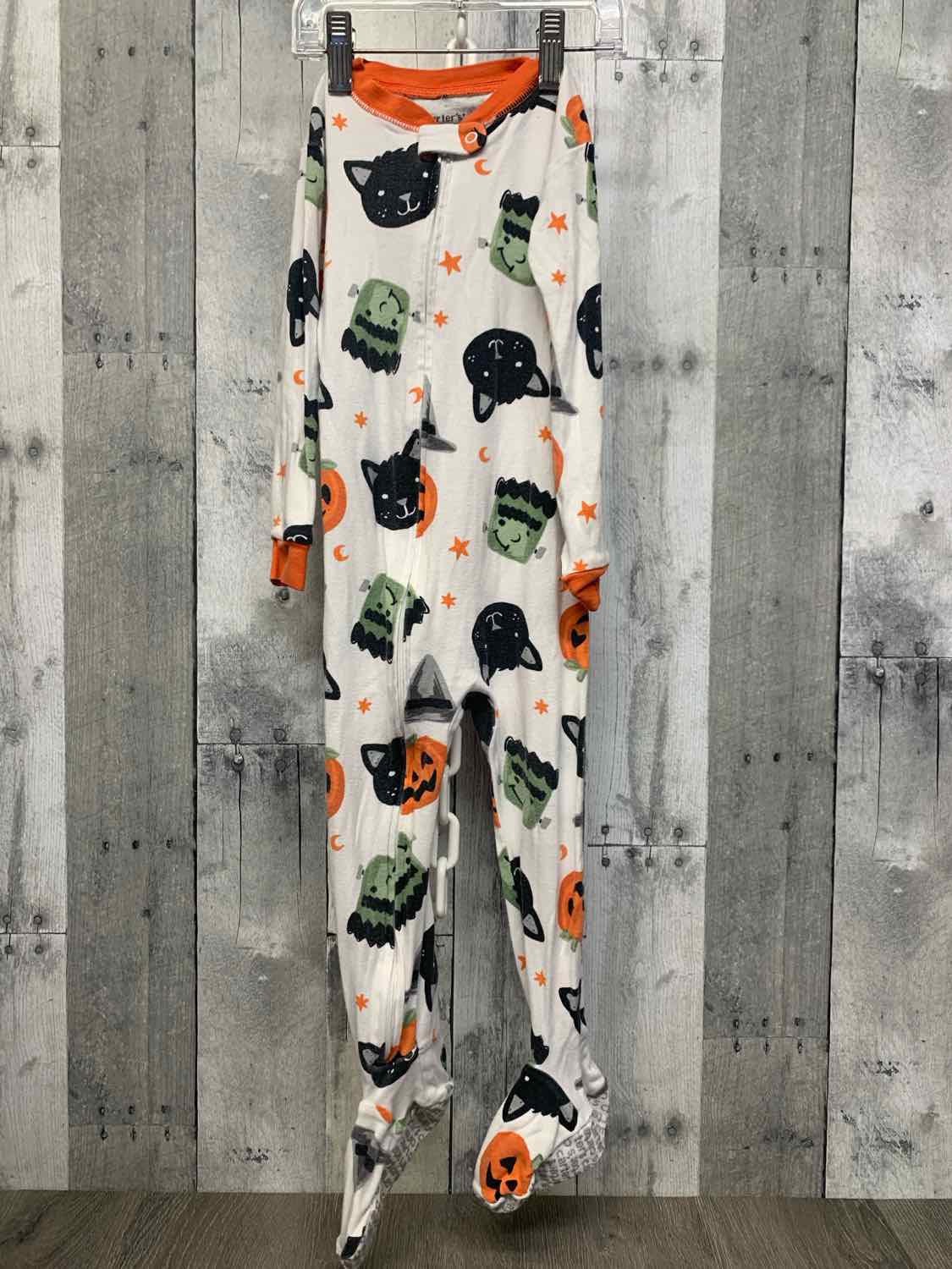 Size 2T White Print Carter's Footy PJs