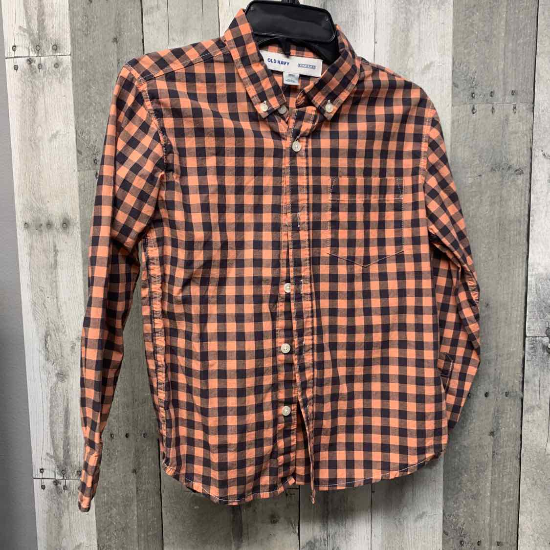 Size 8 Coral/Gray Old Navy LS Button Up