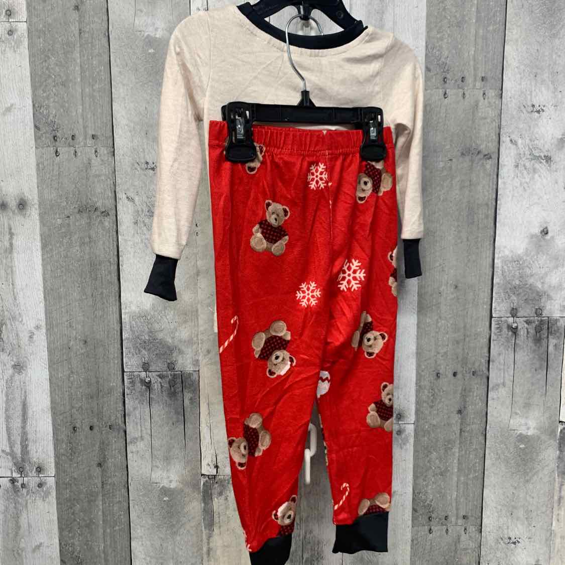Size 3T Tan/Red Mid Brand 2pc PJs