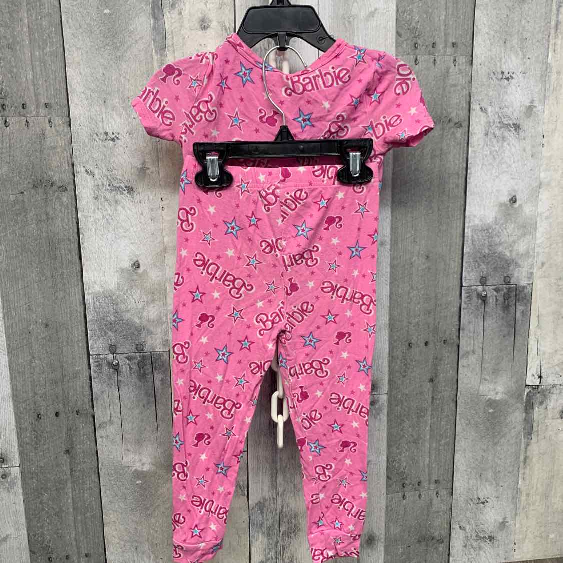 Size 2T Pink Print Barbie 2pc PJs