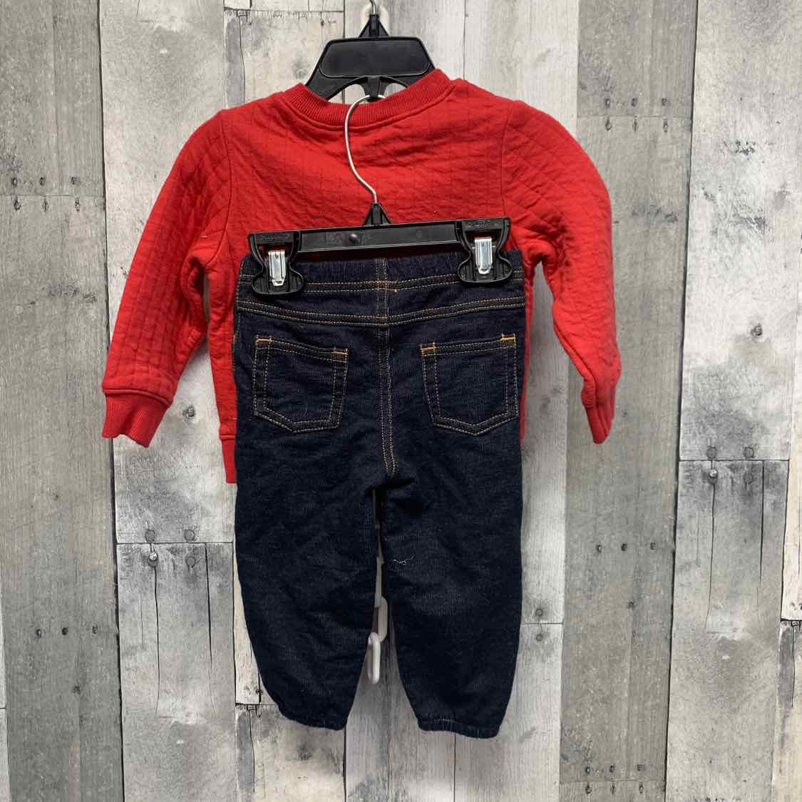 Size 12 Months Denim/Red Carter's Shirt/Pants