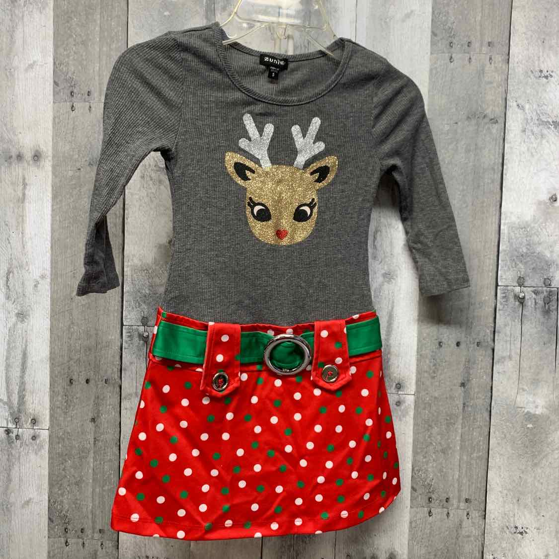 Size 5 Gray/Red Zunie LS Dress