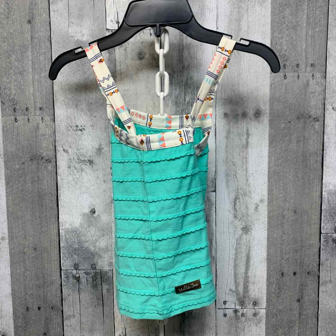 Size 6 White/Teal Matilda Jane Tank Top